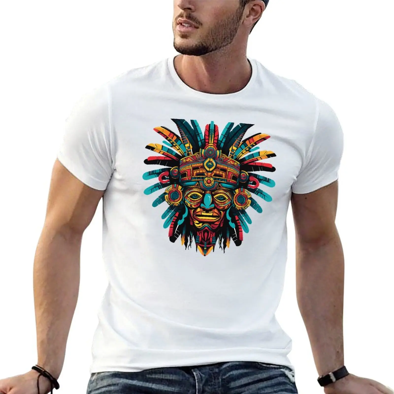 Funny Aztec Style Funny Gifts For Etno Lovers T-Shirt Casual Fashion Short Sleeve Cotton T-Shirt