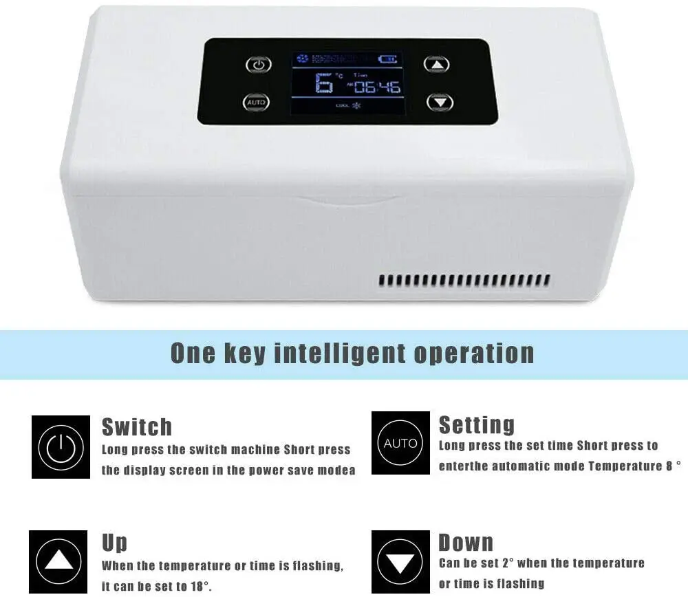 Portable Insulin Cooler Refrigerated Box LED Display Medicine Refrigerator Drug Reefer Travel Car Medicine Refrigerator