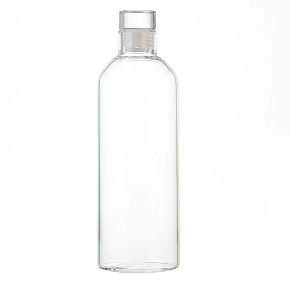 Glass Water Bottle with Leak-Proof Lid, Reusable Eco-Friendly Drinking Bottle Travel Mug for Drinks and Sauces
