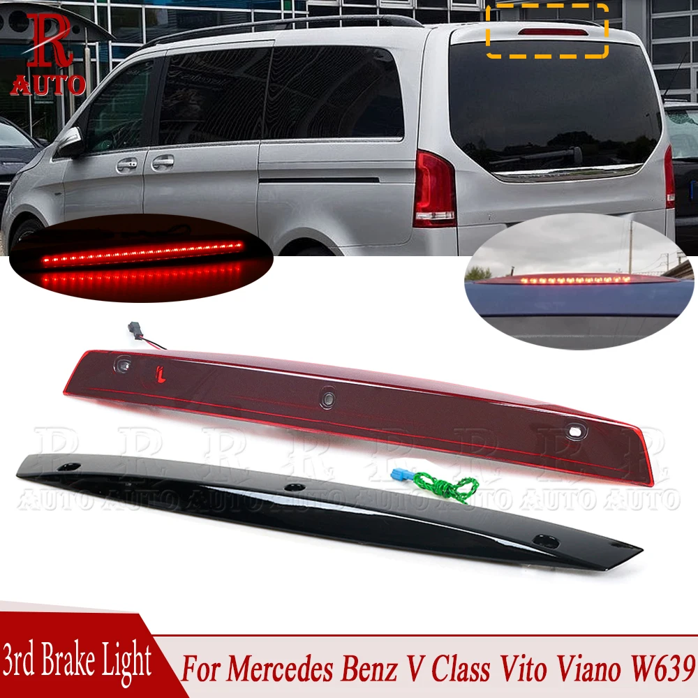 R-Auto LED 3rd Rear Brake Light Third Stop Lamp New High Level Smoked Black/Red For Benz V Class Vito Viano W639 A6398200056