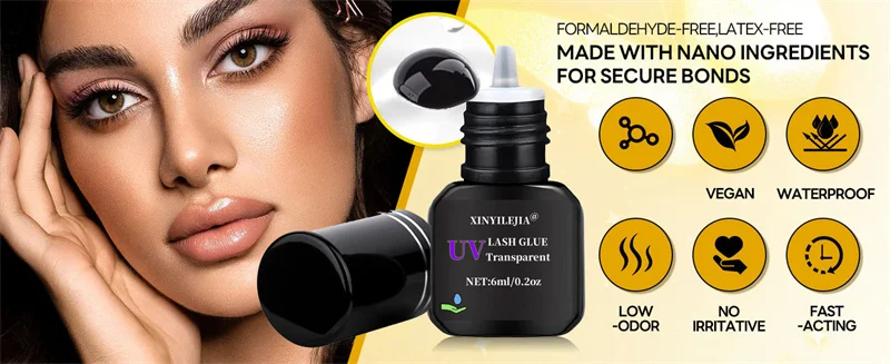 6ML UV Wimpern Kleber Für Wimpern Verlängerung Kleber Wasserdicht Langlebig 1S Schnell Trocknend Koreanische Lila Professionelle make-up-Tools – Detail 2