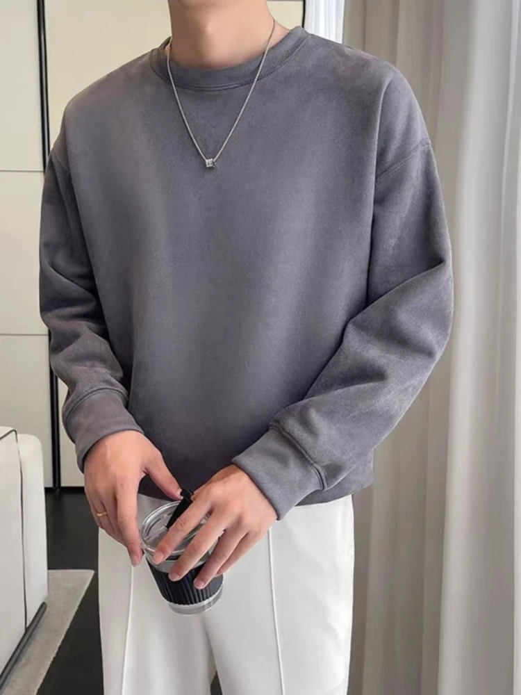 

Мягкий мужской пуловер без логотипа для молодых студентов, однотонный, новый, дизайнер S, Harajuku, модные, высокое качество, винтажные толстовки 90-х годов для мужчин