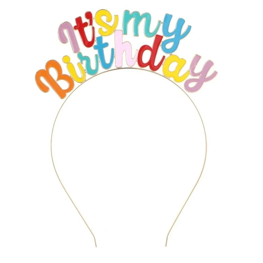 

Праздничный ободок для волос с буквами в радужных цветах на день рождения, украшение из сплава, аксессуар для девочек