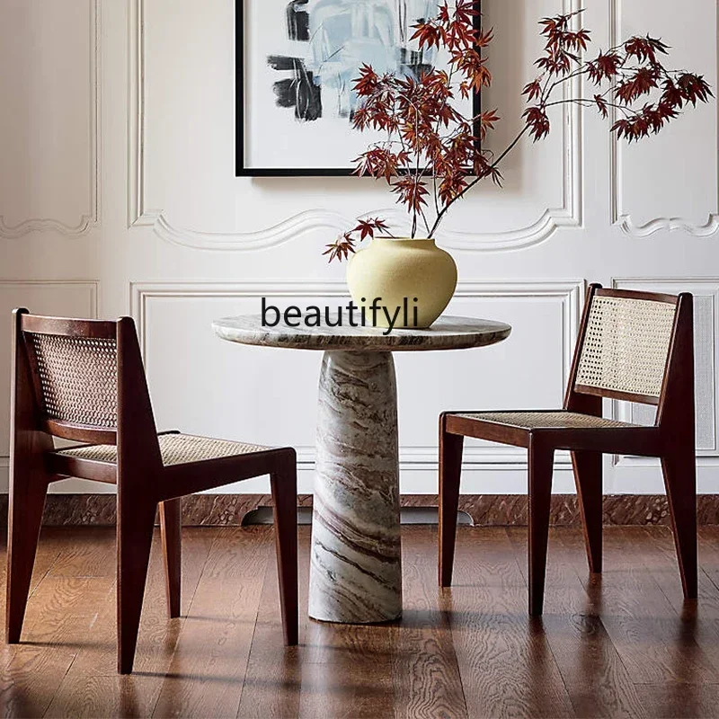 

Marble Luxury Stone Dining Table Clothing Store Round Table Light Luxury Italian Minimalist Dining Table