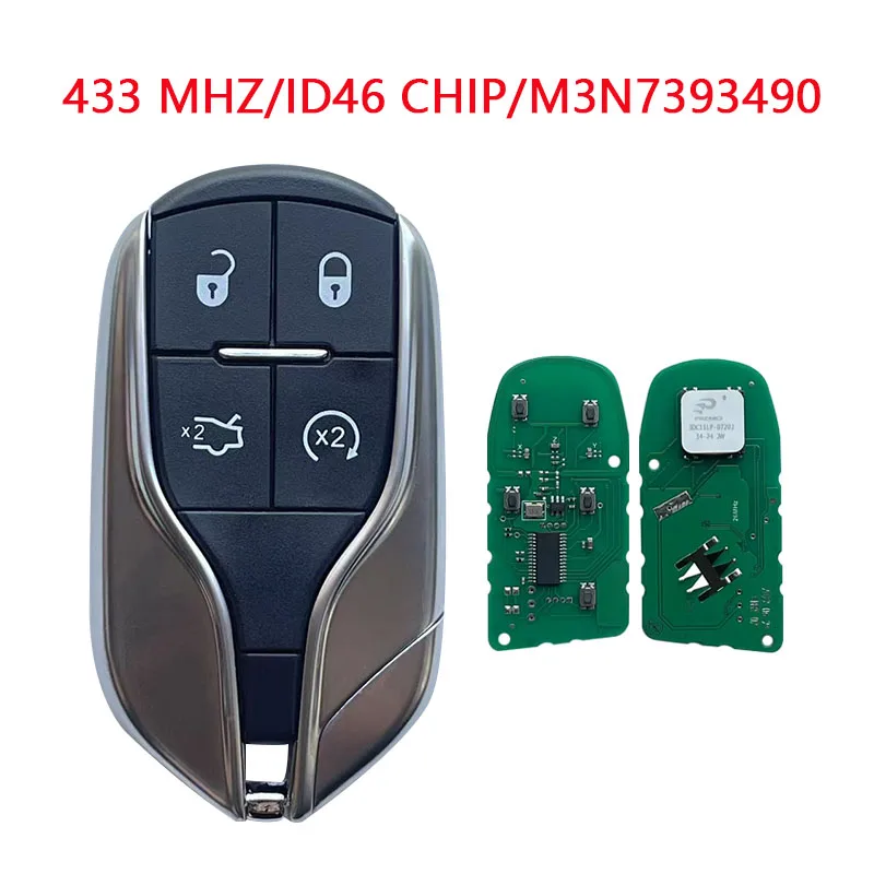 

NH KEY ID46 Chip PCF7945A 433MHz FCCID:M3N-7393490 4Button Smart Remote Key For Beautiful Key Quattroporte Ghibli With logo