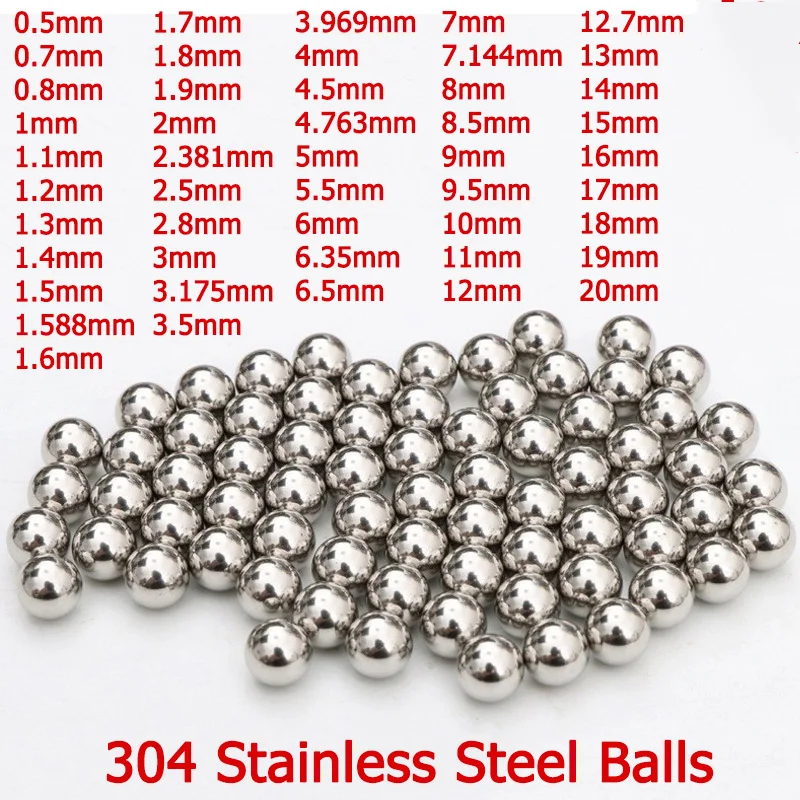 

10-1000pcs 304 Stainless Steel Balls 0.5/0.6/0.7/0.8/1/1.5/2/2.381/2.5~20mm Solid Smooth Bearing Steel Ball Spherical Bead Balls