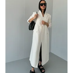 Arabian Robe Elegant Long Women Blazer One Piece Luxury High Quality Solid Color Double Breasted Female Coat casaco feminino