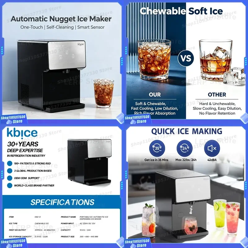 New arrivals, ice machine, automatic commercial ice machine, desktop, suitable for restaurants and offices 15kg/24 hours,