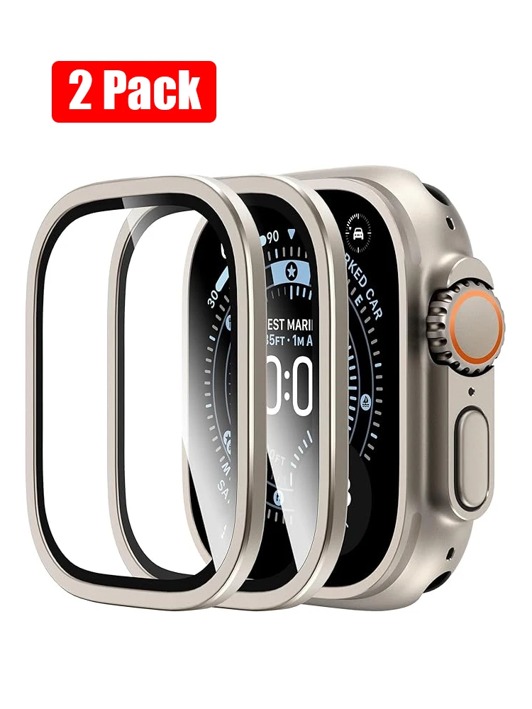 2 Stück gehärtetes Glas für Apple Watch Ultra 2–3 49 mm Displayschutzfolie, kratzfest, HD-Metallstoßstangenfolie, IWatch Ultra 3 Schutz