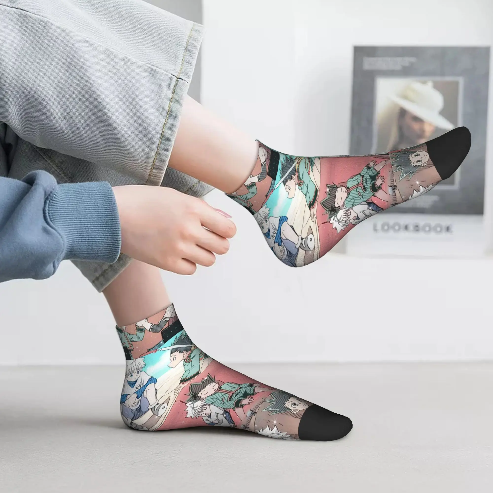 

Всесезонные носки Gon and Killua HXH Hunter×Hunter, спортивные носки в стиле Харадзюку, мягкие забавные чулки для мужчин и женщин