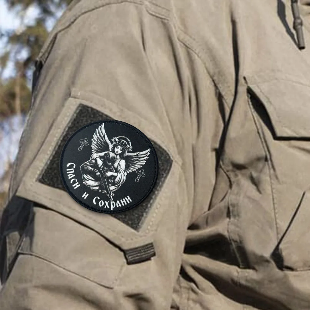 Parche táctico gancho y bucle adhesivo escudo ángel para chaqueta