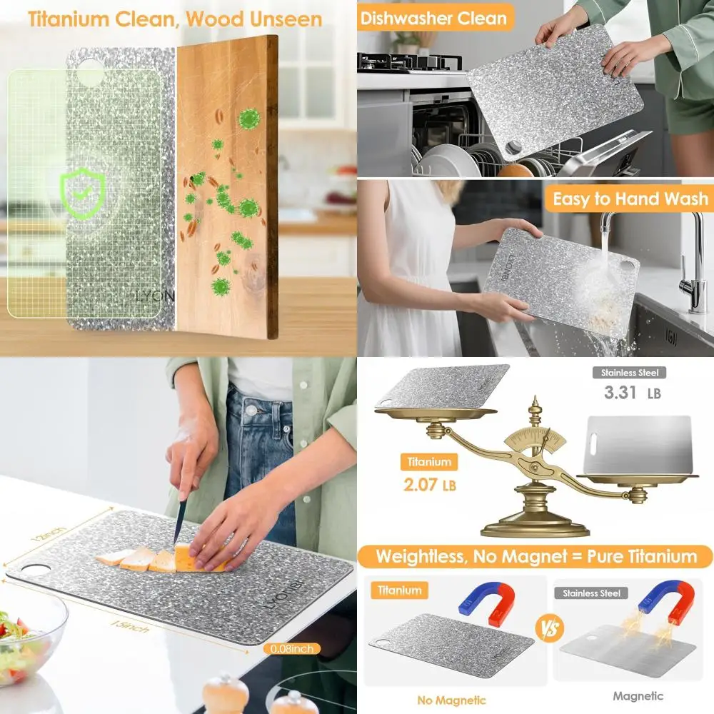 

Двусторонняя разделочная доска из чистого титана GR1, толщина 0,08, 15x10, можно мыть в посудомоечной машине для мяса, фруктов и овощей