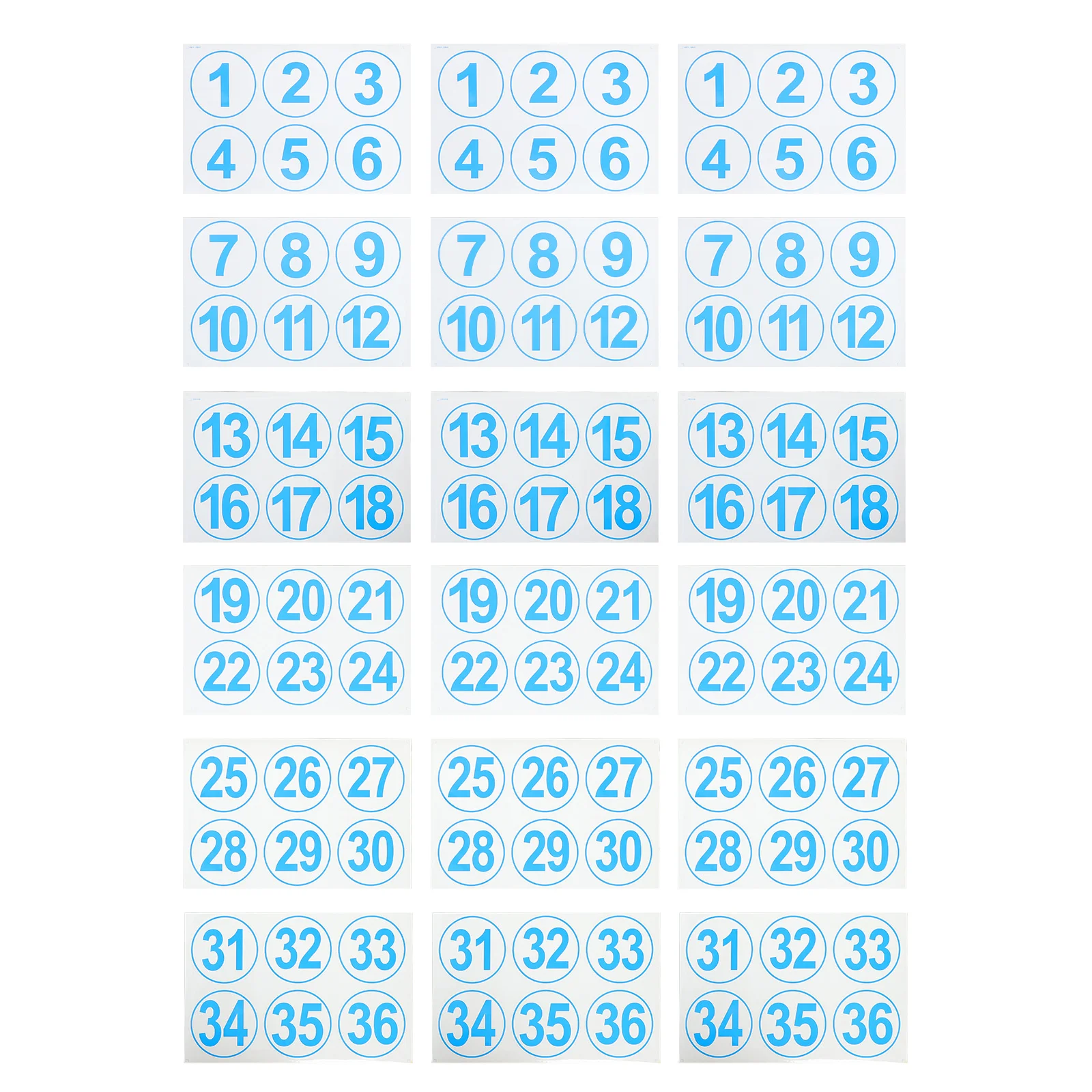 

18 Sheets Self Adhesive Blue Number Stickers Floor Labels Consecutive 1-36 Classroom Kit Kindergarten Preschool Organization