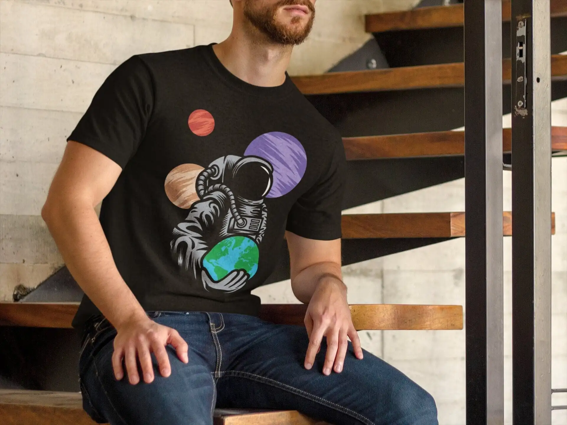 Astro earth balls T Shirt astronaut space lover geek future creator bday present gifts for him the world is in your hands