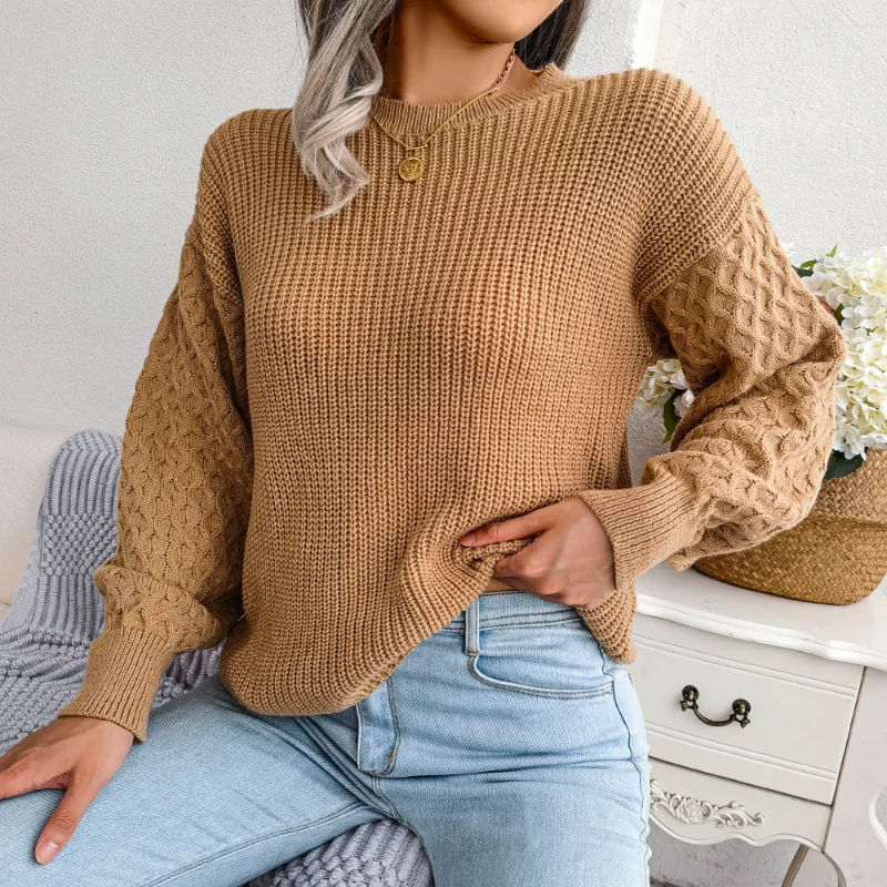 2023 Autumn/Winter New Casual Lantern Sleeves Knitted Loose Long Sleeve Comfortable Skin Friendly Popularity Women's Sweater