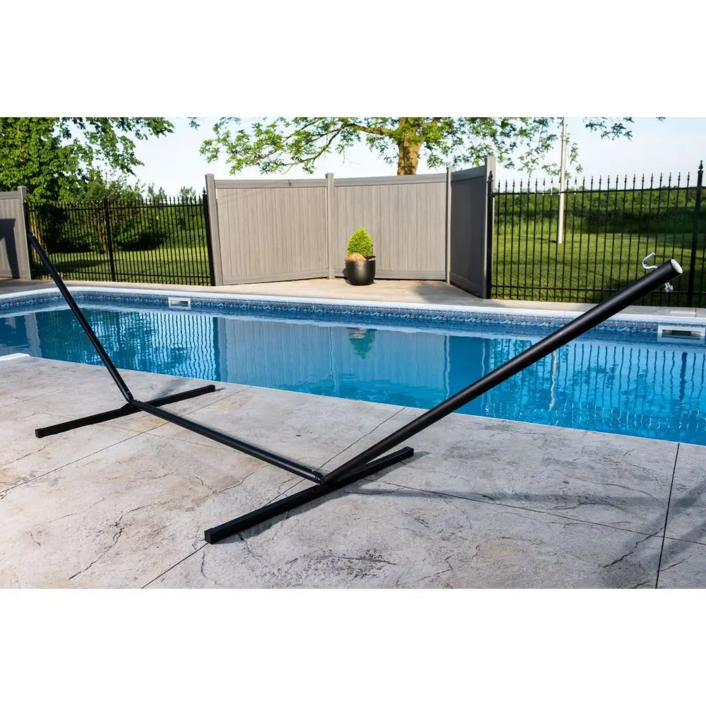 15 Sturdy and Durable Powder Coated Steel Heavy Duty 3Beam Hammock Stand Black 450 lb Weight Capacity