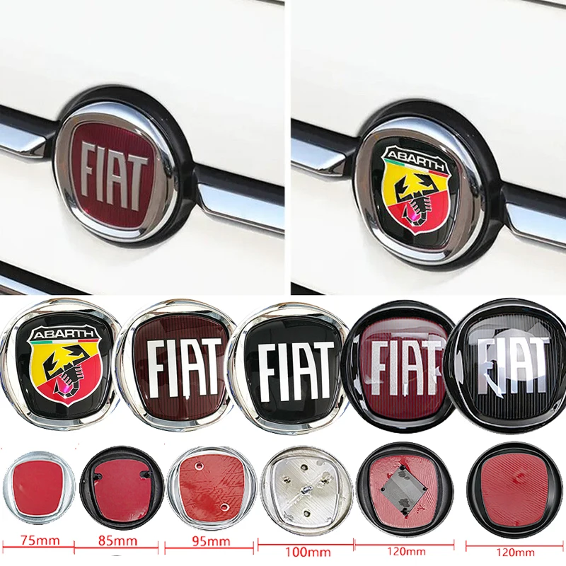 Emblema delantero de coche de 75/85/95/100/120mm, insignia para maletero, pegatina para Fiat Abarth 600 500c Viaggio Bravo Punto Aegea Doblo Panda Palio