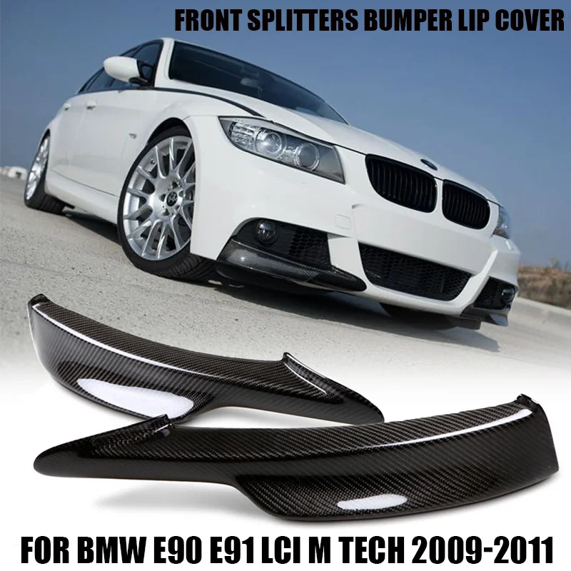 Akcesoria BMW Seria 3 E90 328i 325i LCI M-Tech Sports 2009 2010 2011 2012 Przednie Splittery Nakładki na Zderzak Karbonowe