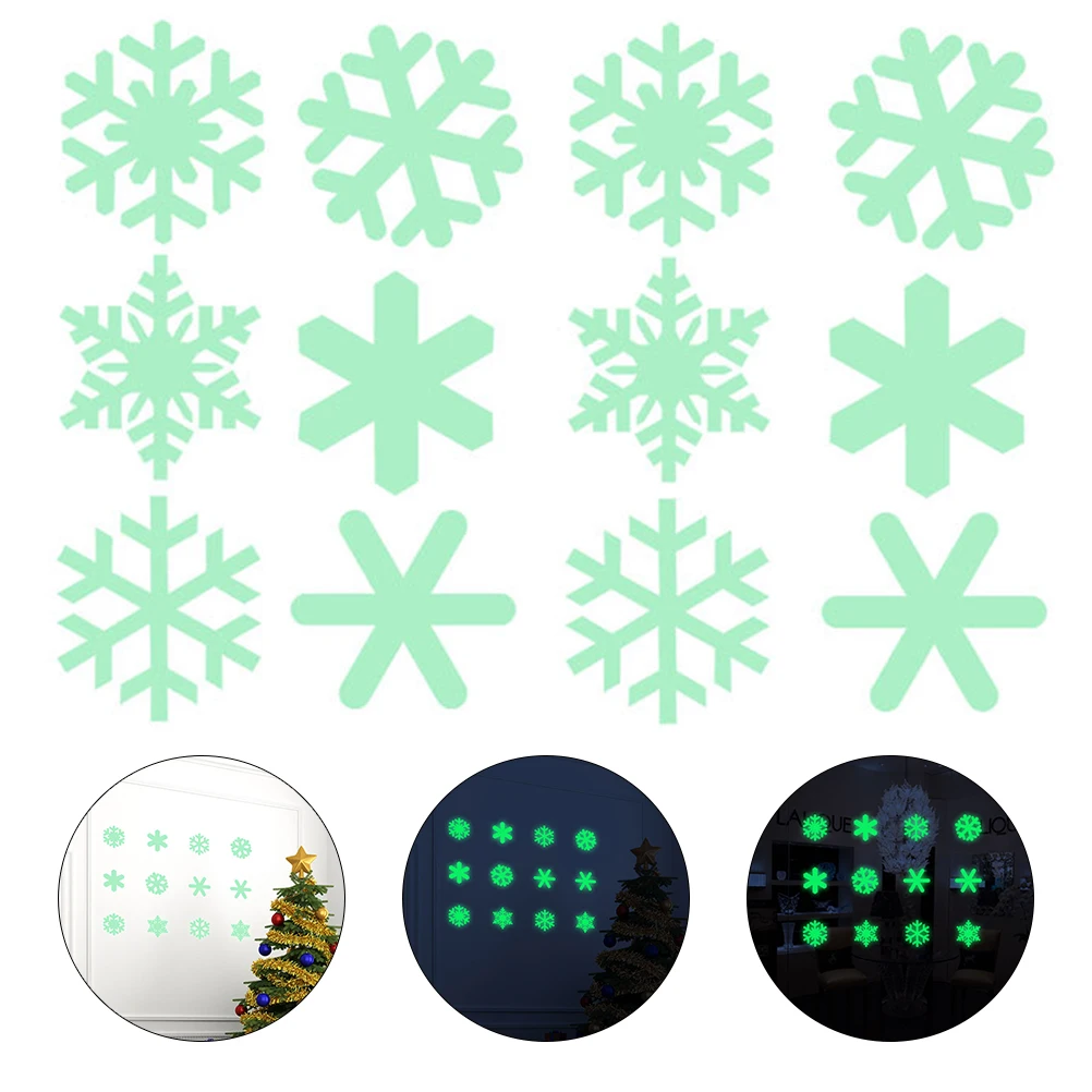 

1Set Christmas Snowflake Glow in Dark Luminous Sticker Snowflake Wall Decal for Window Door Car Shop Decoration