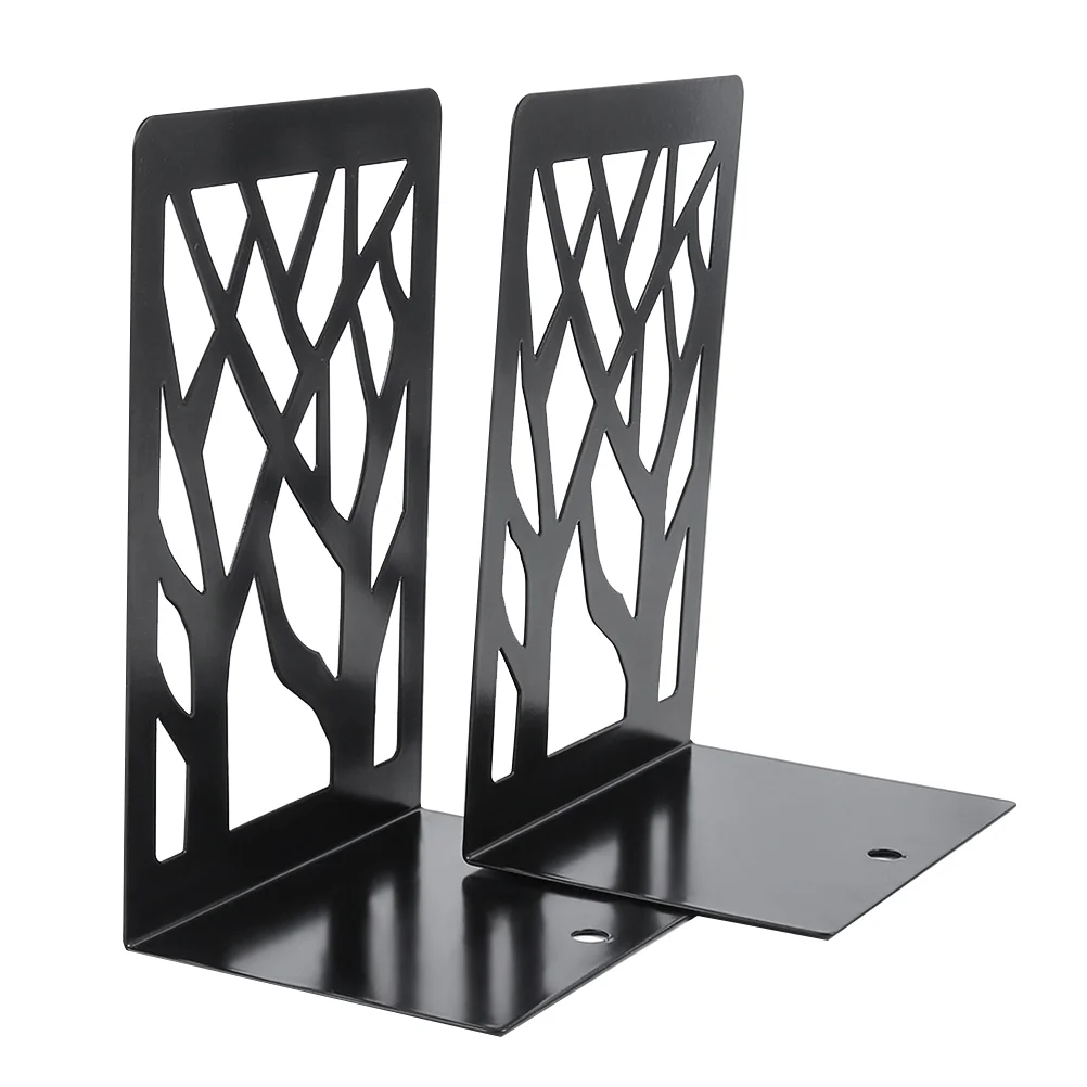 1 Pair Tree Shadow Book Stand Bookshelf Retro Personality Metal Bookends Simple Book Bookshelf Office Supplies Stationery Decor(