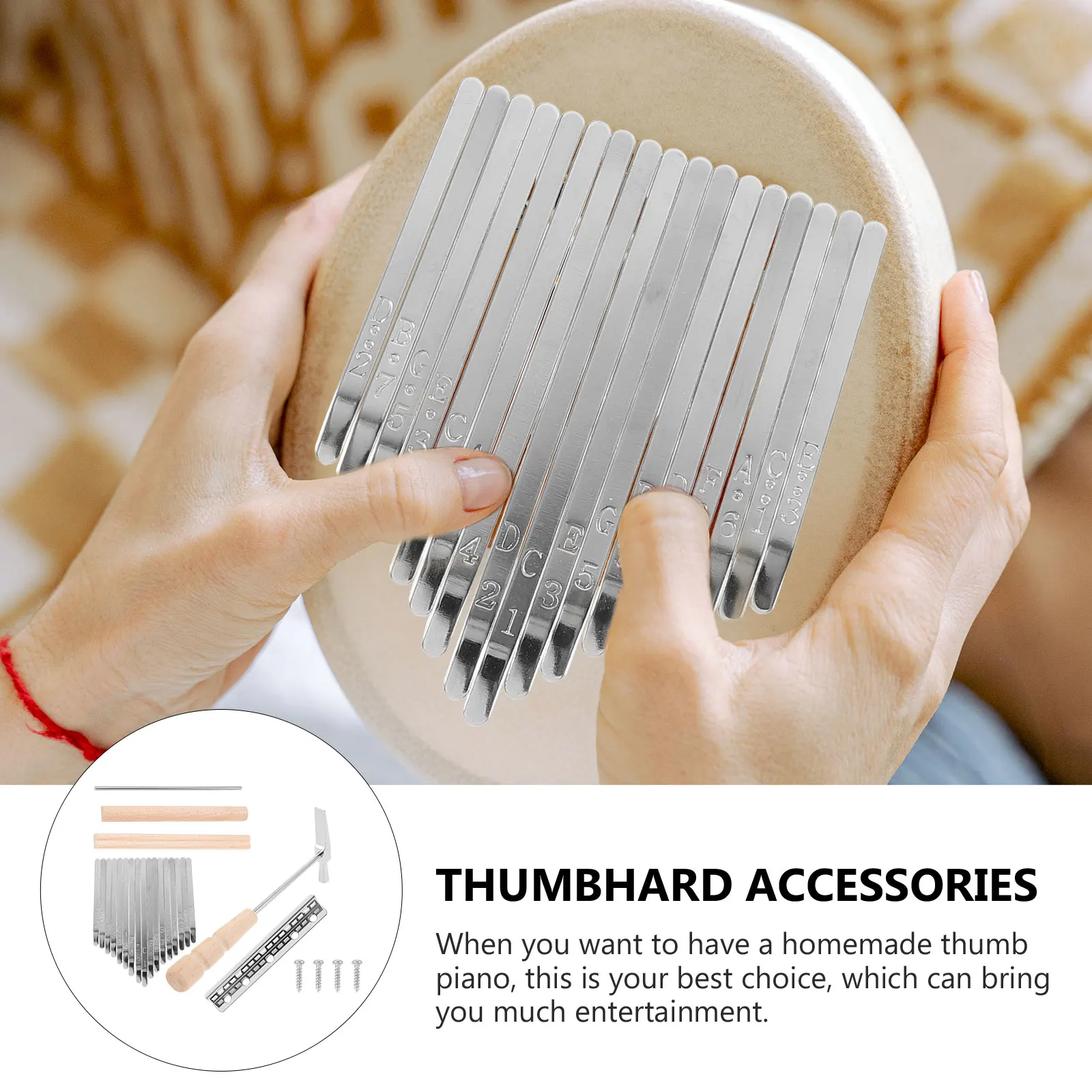 

1 set 1 17-Tone Wooden Thumb Piano Accessories Diy Assembly Set Smooth Keys Kalimba Craft Homemade Instrument Accessories Set