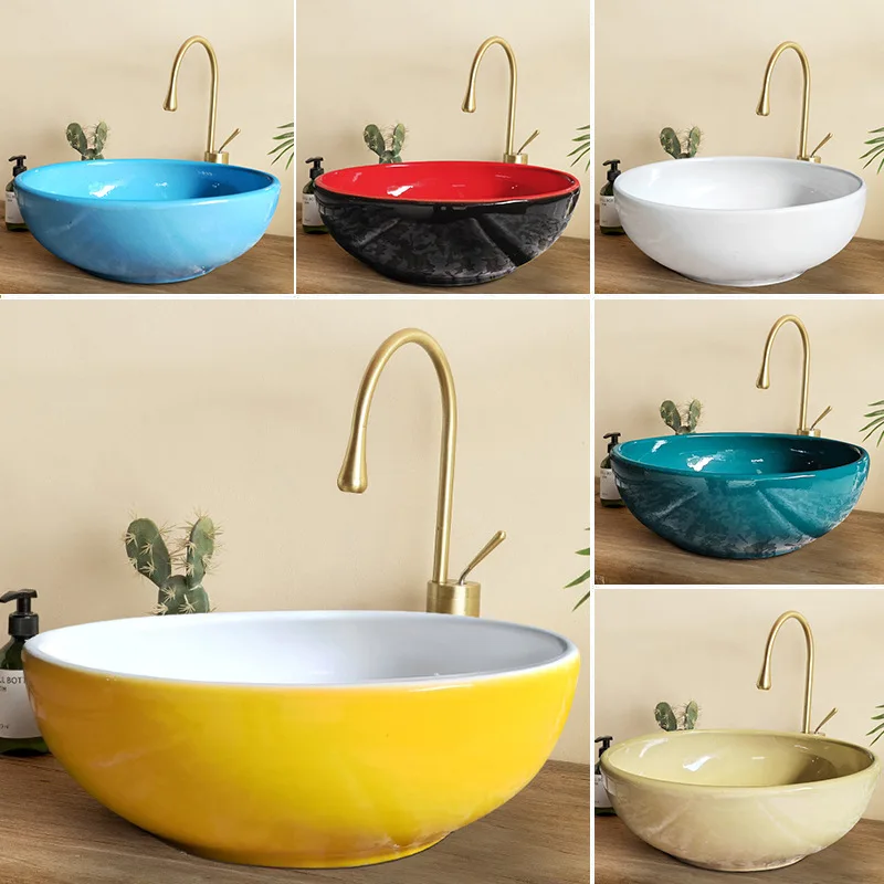 

Morandi colored countertop basin, ceramic washbasin, bathroom washbasin, artistic minimalist washbasin BB194TF