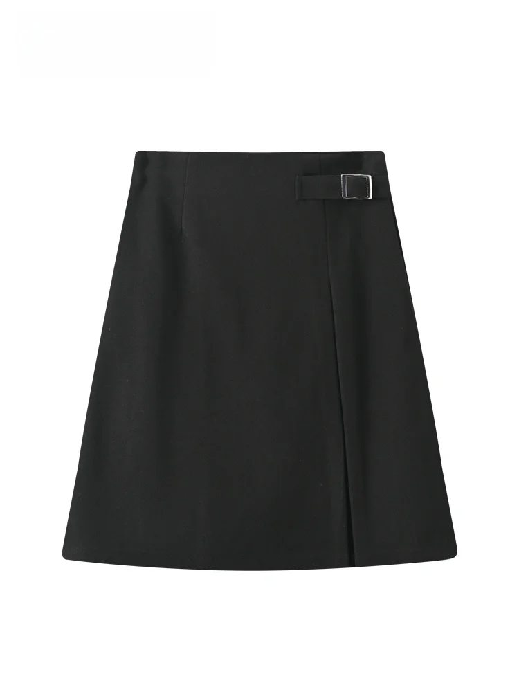 

High Waist A-Line Skirt for Women plus Size Woolen Fabric Autumn Winter New Sle Conceal Meat Slimming Skirt