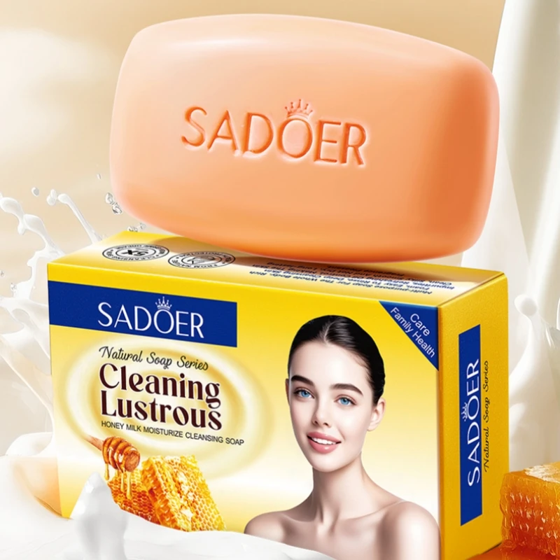 100g Honey Milk Moisturizing Cleansing Soap, Containing Extracts of Honey, Centella Asiatica, Aloe Vera Leaves, and Milk, Is a Multi-Purpose Soap Suitable for the Entire Body. Rich in Foam, It's Easy to Rinse Off, Effectively Removes Skin Impurities, Provides a Refreshing Oil-Control Effect, Keeps Skin Clean, Smooth, and Not Dry, and Lasts for a Long Time, Emitting a Pleasant Fragrance.