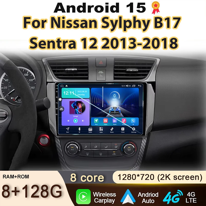 

Car Radio For Nissan Sylphy B17 Sentra 12 2013-2018 Carplay Android GPS Navigation QLED Screen Play Multimedia Video No 2din DVD