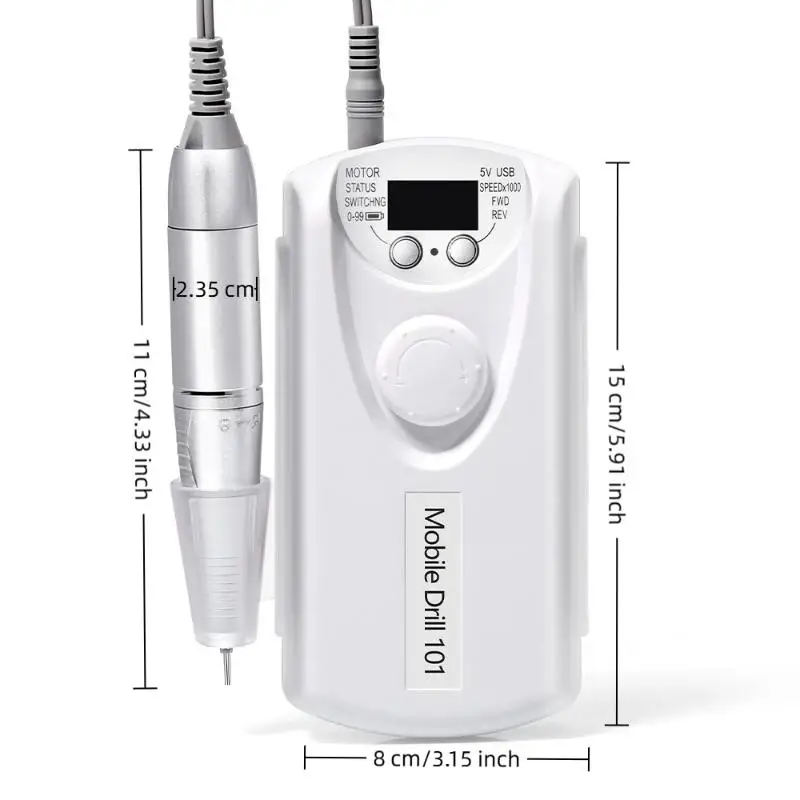 35000 RPM Rechargeable Nail Drill Machine Professional Portable Electric Manicure File For Nails Gel Polish Remove Grinding