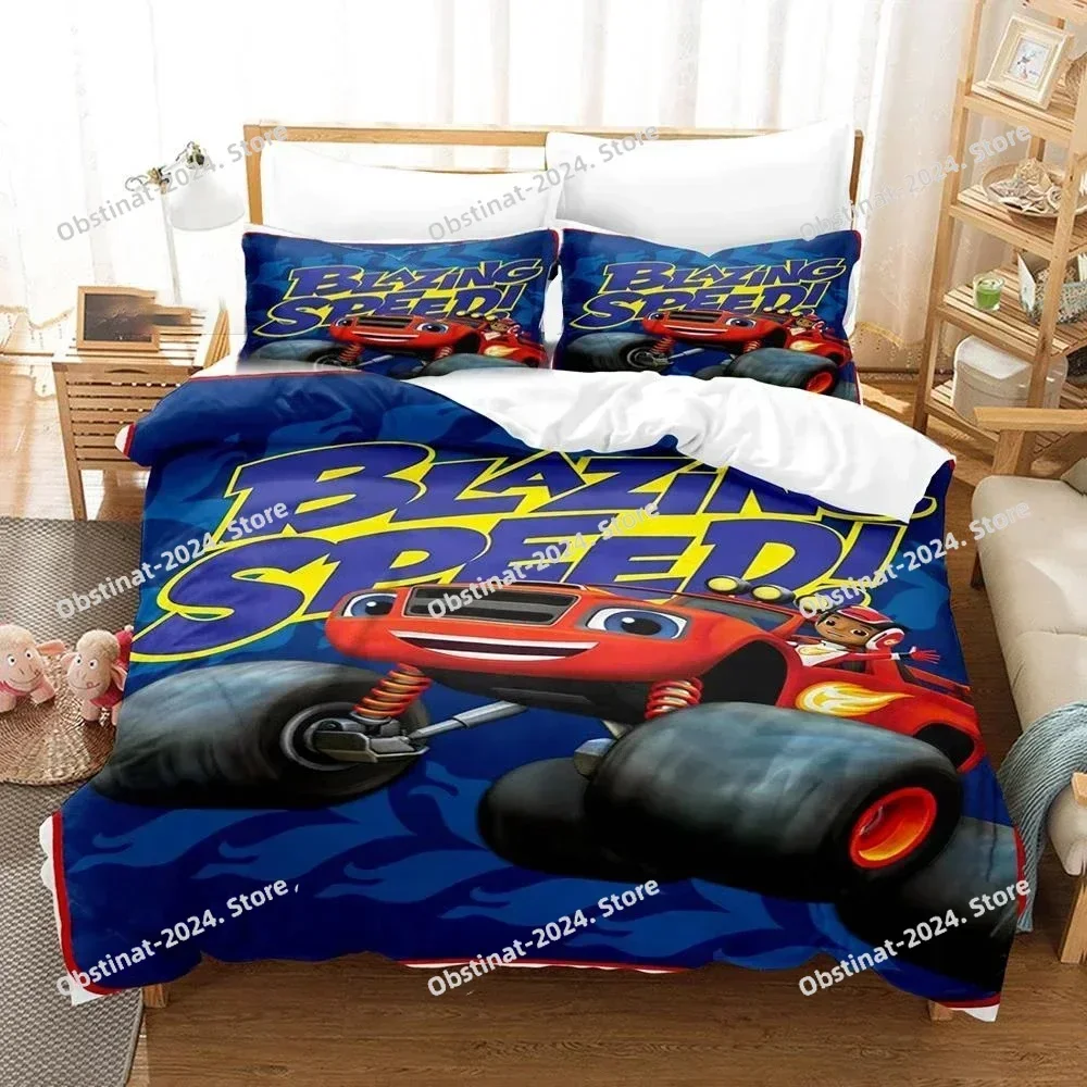 Cartoon Blaze and Monster Machines Speed Bedding set Printed Duvet Cover Pillowcase Single Double Queen Super King Size Sets