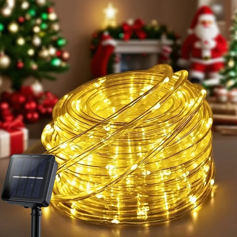Solar LED String Light Outdoor Waterproof Solar Rope Tube Light Garden Christmas Decoration for Wedding Party New Year Lamp