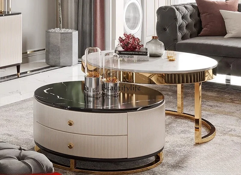 

yj21 Round light luxury coffee table combination simple modern Nordic marble coffee table