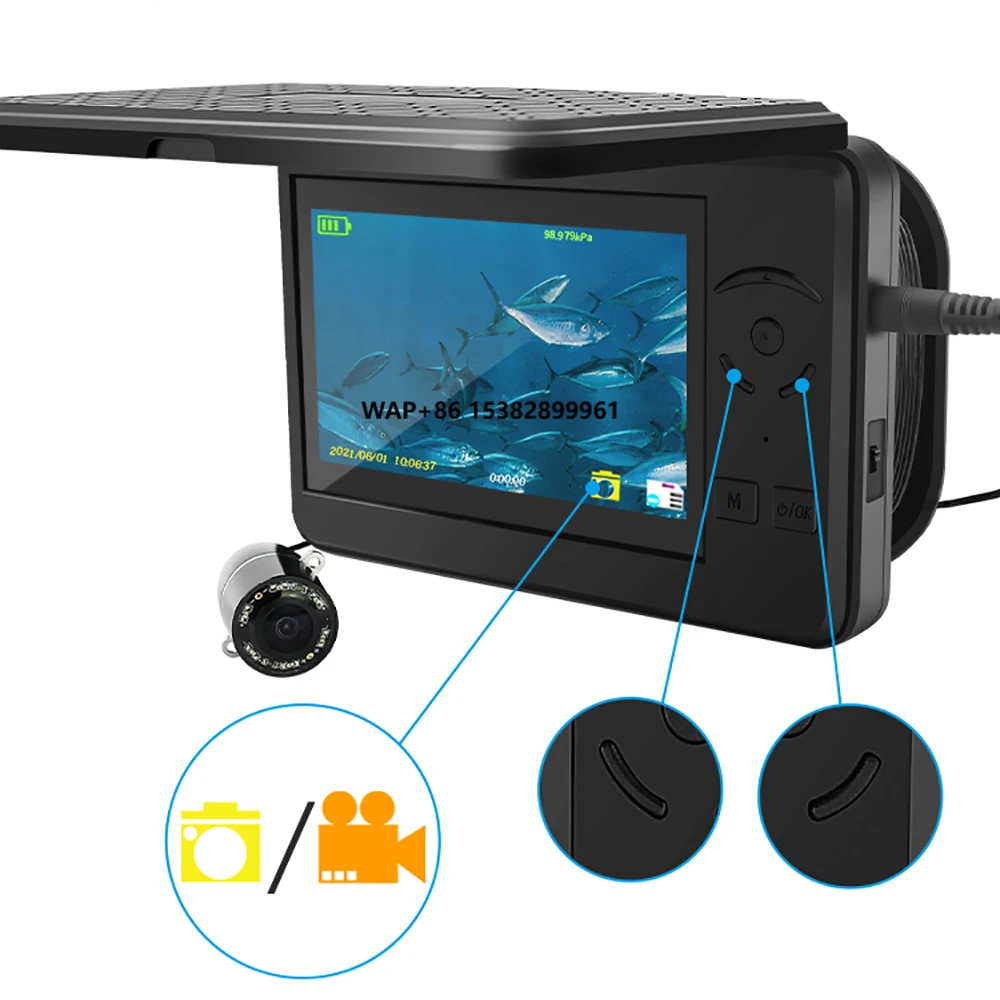 

IP68 Waterproof Metal Fish 4.3 Inch Screen 8pcs IR Lamp 15M Cable Battery Powered Video Recording Underwater