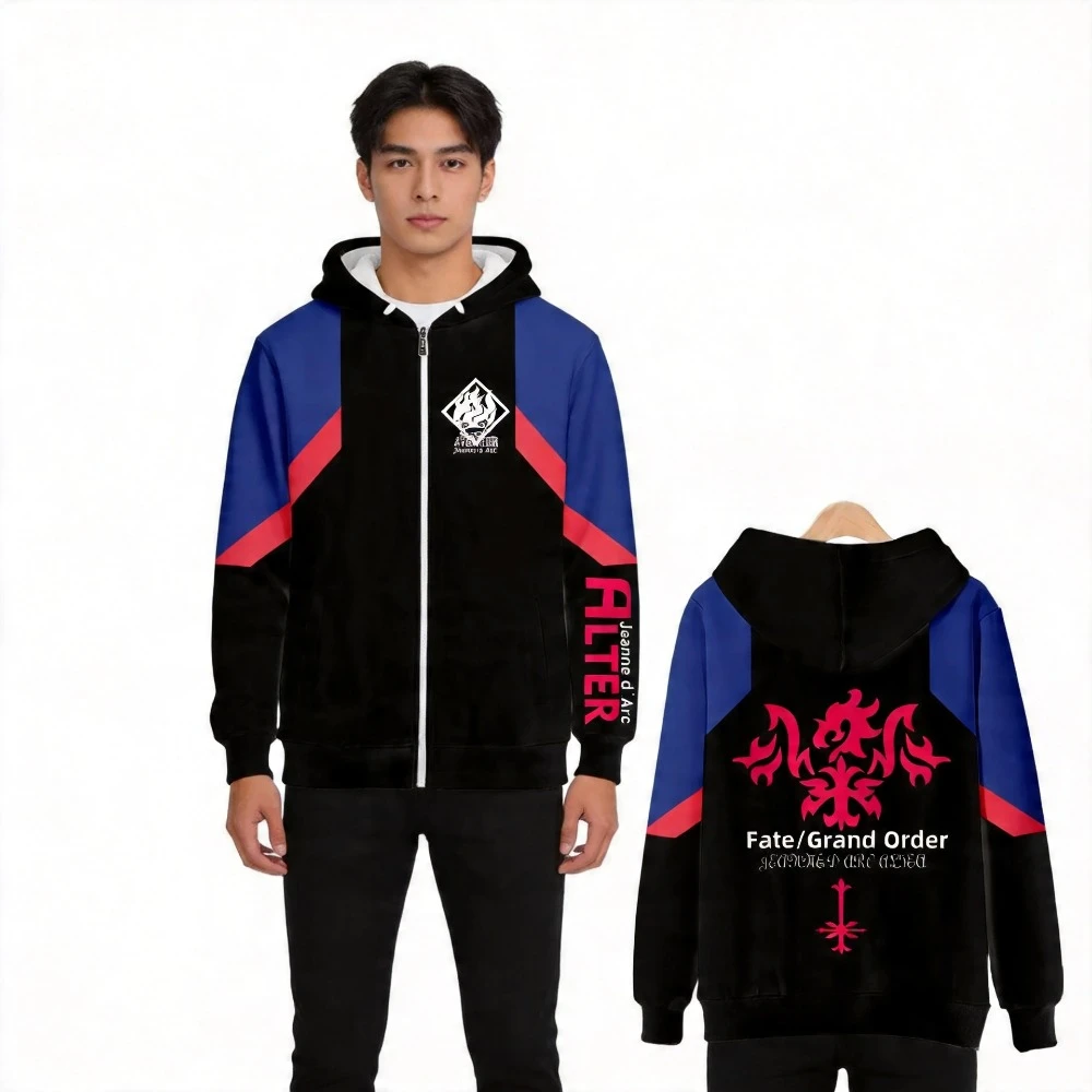 Fate/Stay Night Zip Up Women/Men Hoodie Sweatshirt Fate Grand Order Avenger Jeanne D'Arc Cosplay Zipper Hooded Jacket Outerwear