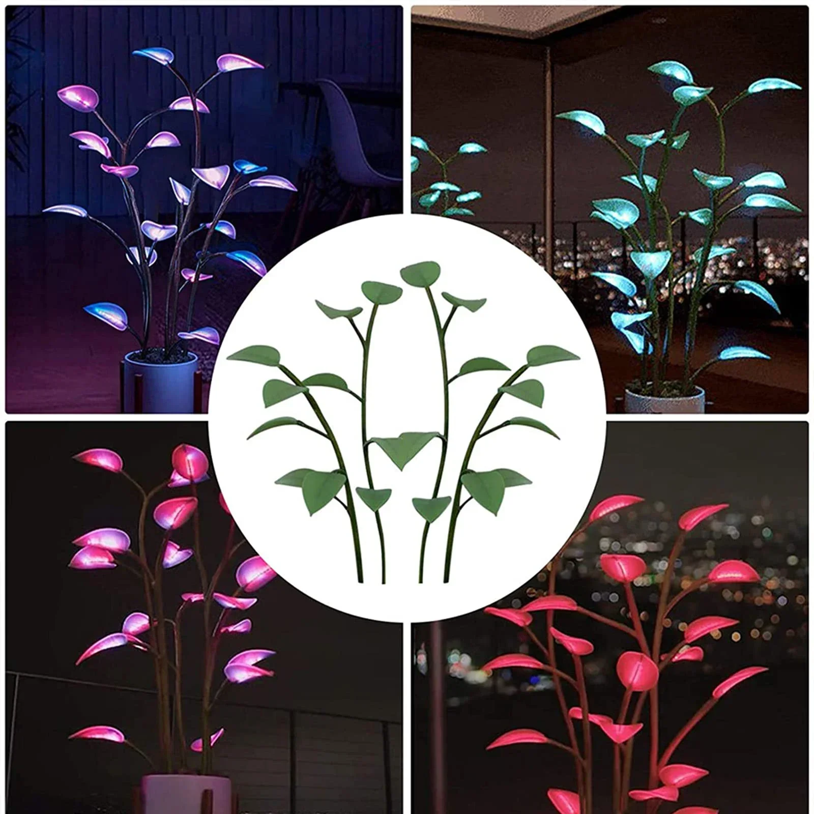

4pcs/set Magical Glowing Potted Plant Houseplant LED Color-Changing Artificial Plants Gorgeous Plant Branch Light Home Decor