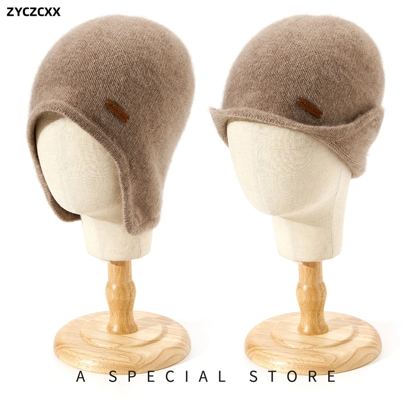 ZYCZCXX Knitted Cashmere Warm Trapper Hat Winter Women Wool Hats Bomber Hats Casual Adult Caps Ear Flaps Bomber Caps For Women\'s