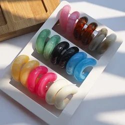 9Pairs Colorful Hook Earrings Set Bohemian Texture C Shape Earrings Beach Vacation Ideal Choice For Gifts Women’s Jewelry