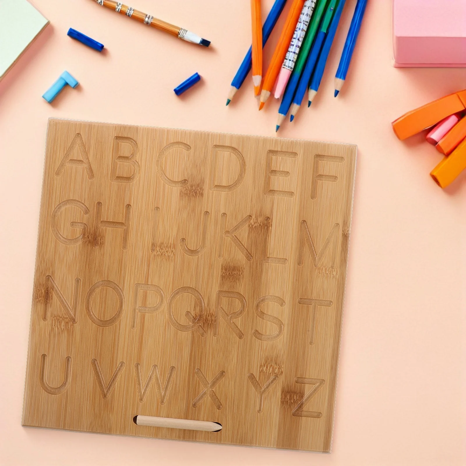 لوحة كتابة للأطفال على الوجهين من الخيزران لوحة ممارسة قابلة لإعادة الاستخدام لمهارات الكتابة اليدوية محرك دقيق #5