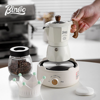 Bincoo Moka pot for two Double valve espresso pot Italian coffee maker Household utensil Creative pattern ironing handle