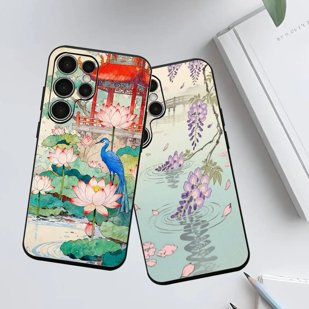 

Seasonal Flowers Phone Silicone Case for Samsung Galaxy S 24,22,20,23,21,20 Ultra Plus Lite 5G Print Silicone Cover
