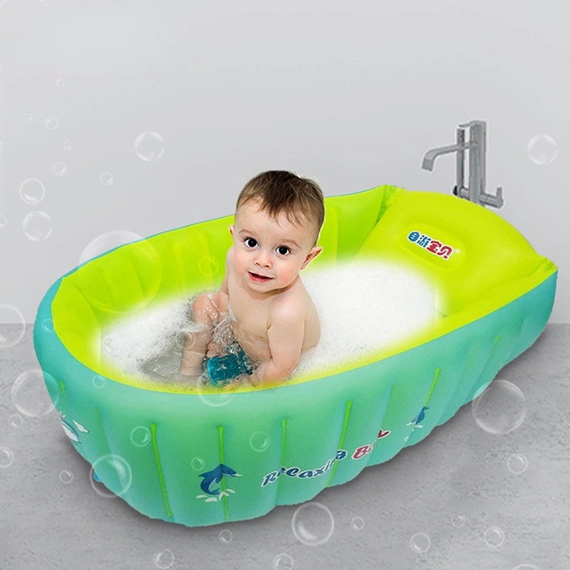 Inflatable Baby Bathtub Folding Bubble Tub Newborn Thickened Portable Swimming Pool 75x50x25cm Baby Bath Accessories