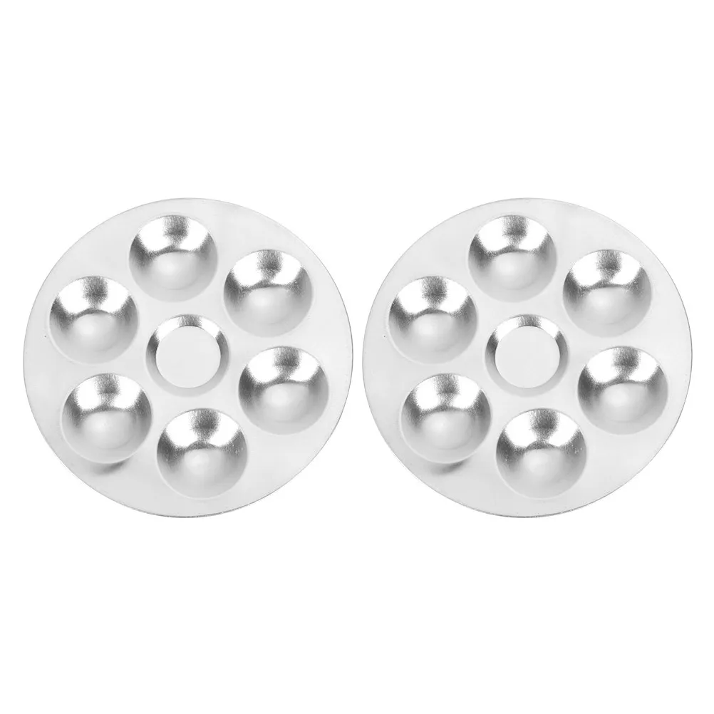 2Pcs Rounded Corner Stainless Steel Mixing Painting Tray Lightweight Washable Pigment Tray for Artists Students DIY