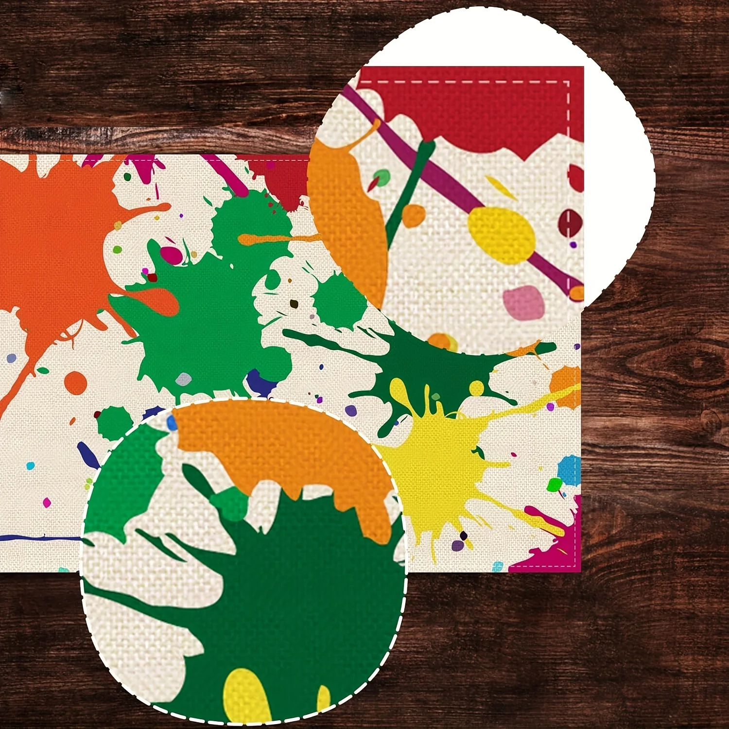 Colorful Polka Dot Graffiti Art Print Table Runner Kitchen Dining Indoor Outdoor Festival Home Decor