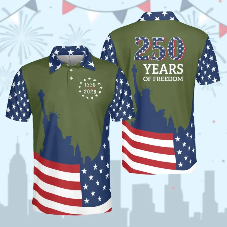 America 1776-2026 Polo Shirt 250 Years Of Freedom Polo For Men Women 250th Anniversary Polo Shirts 4th Of July Gift