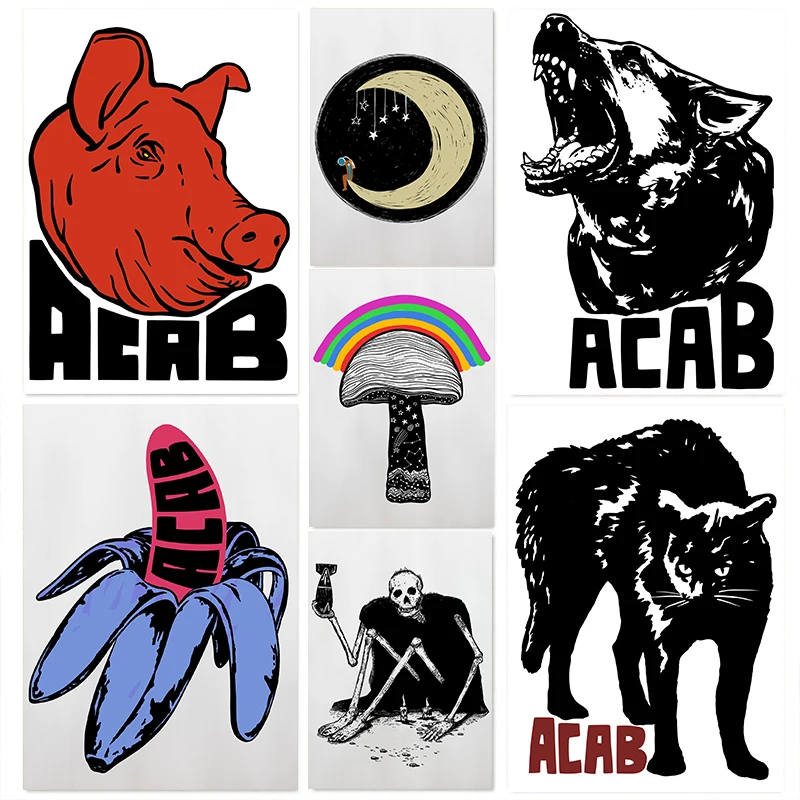 ACAB Abstract Poster Socialism Poster Canvas Painting Aesthetic Prints Home Bar Wall Art Pictures Wall Art Decor Minimalist Art