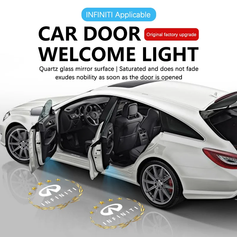 For Infiniti M25 FX37 FX50 G37 G25 Q50 Q60 Q70 QX50 QX70 QX80 LED Car Door Logo Projector Ghost Shadow Welcome Light Accessories