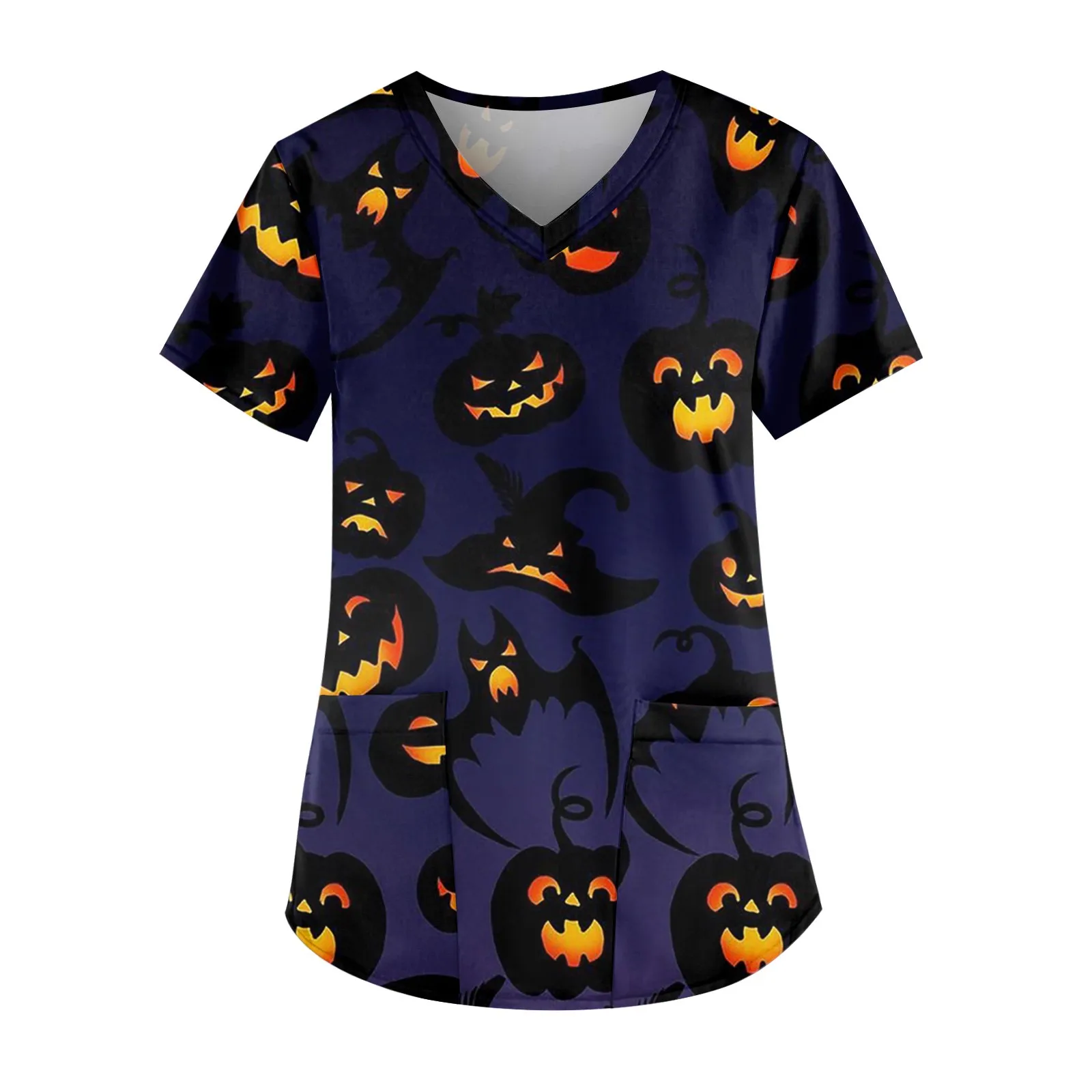 Women's Medical Uniforms Halloween Women's Casual Plus Size Long Sleeved Round Neck Retro Printed T-shirt Top female 3D Retro Pr