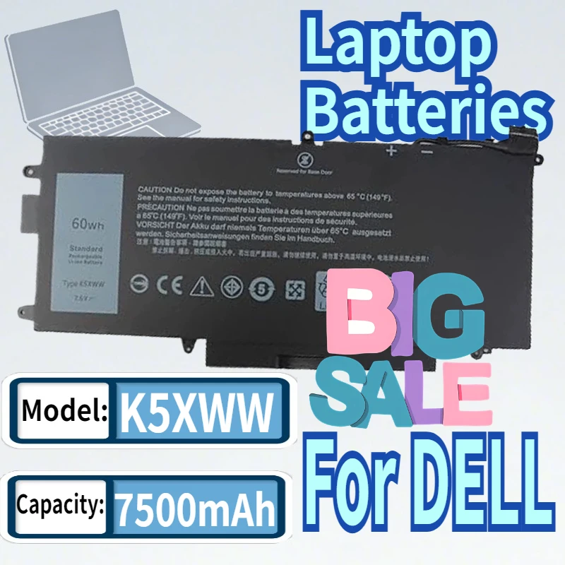 

7.6V K5XWW Laptop Battery For DELL Latitude 5289 7389 7390 E5289 E7389 2-in-1 Series Notebook 71TG4 725KY N18GG