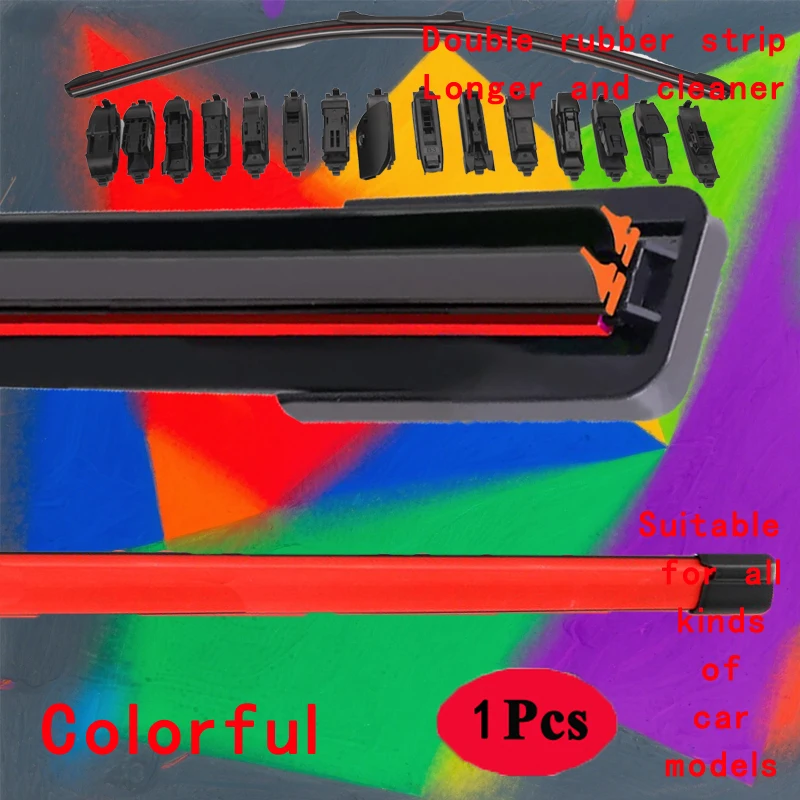 

Red Car Windshield Wiper blades Universal Soft Double layer Rubber Frameless Bracketless wipers 14" 16" 19" 20" 21" 22" 24"26"